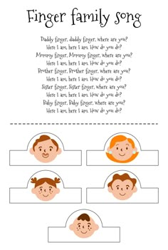 the finger family song is shown in this handout for children to learn how to read it