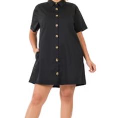 What Who Wear Dress Women's Black Shirt Dress Collared Casual Size Xs Casual Black Collared Mini Dress, Black Short Sleeve Shirt Dress For Daywear, Black Collared Shirt Dress For Summer, Black Knee-length Shirt Dress For Day Out, Black Short Sleeve Shirt Dress With Buttons, Black Collared Cotton Shirt Dress, Black Short Sleeve Dress With Buttons, Black Knee-length Shirt Dress For Summer, Black Cotton Shirt Dress For Spring