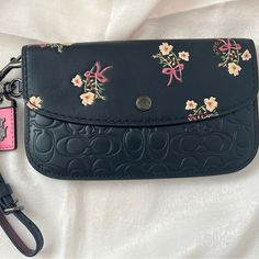 The Clutch Has Not Been Used Formal Black Coach Wallet, Coach Black Evening Wallet, Coach Black Clutch With Zipper Pouch, Coach Clutch Shoulder Bag For On-the-go, Coach Floral Wallet, Coach 1941, Bow Print, Bags Coach, Signature Print