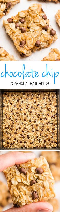 chocolate chip granola bar bites are the perfect snack to eat on a hot summer day