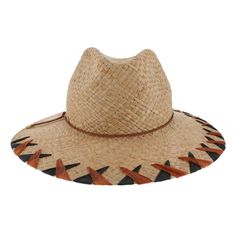 Designed by Ferruccio Vecchi of Italy, this safari style sun hat is trimmed with colored raffia straw on the brim edge for a Italian designer look. The simple twisted leather hat band surrounds the center dent crown. Made of flexible, lightweight raffia straw, the Belfry Orvieto is packable for worry-free travel and the wide brim offers plenty of sun protection. FEATURESStyle: SafariMaterial: Raffia StrawDimensions: 4" Crown, 3 1/2" BrimBand: LeatherFit: One Size, 58cm Artisan Panama Hat For Spring Beach, Artisan Panama Hat For Beach In Spring, Brown Woven Straw Fedora, Brown Woven Fedora Straw Hat, Artisan Fedora For Beach In Spring, Artisan Fedora For Summer Rodeo, Artisan Style Fedora For Summer Rodeo, Artisan Summer Fedora For Rodeo, Artisan Fedora For Spring Vacation