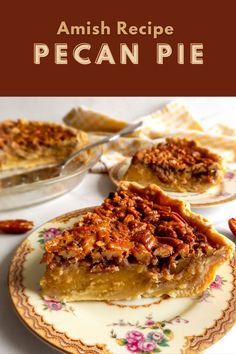 the cover of an amish recipe pecan pie