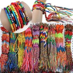 Package included: 50Pcs Jewelry Lot Braid Friendship Cords Handmade Bracelets sterling silver bracelet couples bracelets women bracelets bracelet gold bracelets for men Size: One Size.  Color: Black.  Gender: unisex.  Age Group: adult. Braided Friendship Bracelets, Rainbow Bracelet, Discount Jewelry, Woven Bracelets, Tutorial Diy, Strand Bracelet, Cord Bracelets, Colorful Bracelets, Bangles Jewelry