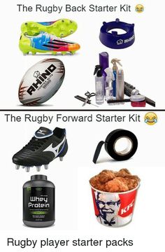 the rugby team's gear is displayed in two separate pictures, one with a ball and