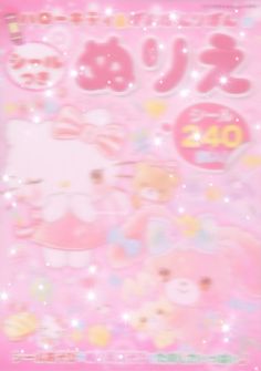 an image of hello kitty stickers on the back of a pink background with stars