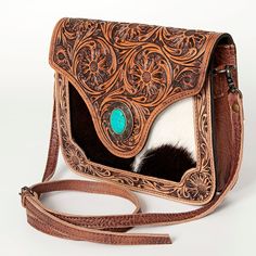 American Darling Messenger Bag ADBG826A Brown Rectangular Hand Tooled Satchel, Vintage Rectangular Hand Tooled Saddle Bag, Vintage Brown Hand Tooled Satchel, Vintage Brown Hand Tooled Crossbody Shoulder Bag, Cute Crossbody Bags, Western Crossbody Purse Leather Fringe, Western Handbags, Tan Cowhide, Woman Bags Handbags