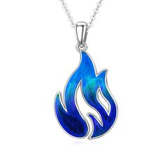 PRICES MAY VARY. 【Design Inspiration】❁❁ We designed a blue gradient flame, it is the symbolic of romance and true love. The dark blue has a mysterious color, and the gradual light blue makes it full of vitality. 【Safe Material】❁❁ Chains: 925 Sterling Silver, a right thickness, is strong and not easy to break, cool and comfortable. Pendant: 925 Sterling Silver + Epoxy. 100% nickel-free, lead-free, cadmium-free. Not contain any allergic element. 【Package Including】❁❁ 1x pendant (15.7*24.9mm/0.61*0 Flame Necklace, Fire Necklace, Fire Earrings, Fire Nation, Blue Pendant, Blue Gradient, Blue Flames, Branded Gifts, Blue Necklace