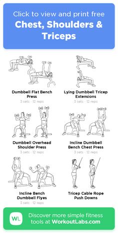 an exercise poster with instructions on how to do chest presses and shoulder presss in the gym