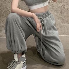 Women Gray Sweatpants 2023 Autumn Fashion Outfits Trends - XL Joggers Streetwear, Baggy Fashion, Cargo Pants Streetwear, Oversized Sweatpants, Sweatpants For Women, Gray Sweatpants, Hip Hop Pants, Sports Pants Women, Loose Trousers