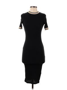 Trafaluc by Zara Casual Dress Size: Small Black Dresses - used. 31% Polyester, 69% Cotton, Bodycon, Crew Neck, Midi/Calf Length, Short Sleeve | Trafaluc by Zara Casual Dress - Bodycon: Black Dresses - Used - Size Small Affordable Black Midi Dress By Zara, Affordable Black Mini Dress By Zara, Affordable Black Zara Midi Dress, Small Black Dress, Black Casual Dress, Dress Bodycon, Black Dresses Casual, Black Dresses, Zara Black