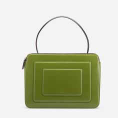 Business Bag - Cappuccino Modern Green Box Bag With Detachable Strap, Contemporary Shoulder Bag With Top Handle And Removable Pouch, Contemporary Top Handle Shoulder Bag For Everyday Use, Green Modern Business Bag, Modern Green Business Bags, Contemporary Bags With Top Handle And Removable Pouch, Green Business Shoulder Bag With Detachable Handle, Contemporary Top Handle Bag With Removable Pouch, Contemporary Top Handle Leather Bag