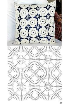 a pillow with an intricate design on it and the same pattern as shown in this page