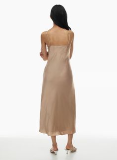 NEW ONLY SLIP SATIN MAXI DRESS | Aritzia Formal Solid Color Summer Slip Dress, Satin Maxi Dress With Adjustable Spaghetti Straps, Summer Modal Satin Slip Dress With Satin Finish, Summer Satin Maxi Dress With Adjustable Straps, Summer Slip Dress In Modal Satin With Satin Finish, Spring Slip Dress For Sleep With Bias Cut, Solid Color Bias Cut Slip Dress For Night Out, Summer Silk Slip Dress, Satin Maxi Length Slip Dress For Date Night