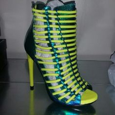 Size 9, Brand Luichiny. Never Worn, Bought From Another Seller, But Slight Cracks On The Back Of The Heel/Zipper Area, Maybe From Zipping On/Off. Yellow High Heel Party Shoes, Summer Yellow Ankle-high Heels, Yellow Round Toe Heels For Party, Yellow Ankle-high Heels For Party, Lime Green Heels For Spring Party, Neon Yellow Party Heels In Synthetic Material, Lime Green Open Toe Party Heels, Lime Green Open Toe Heels For Party, Trendy Yellow Heels For Party