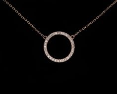 "Brand new designer style 14k open circle of eternity pendant featuring 0.15 ct. brilliant round cut created diamond on 16\"(extendable to 18\") solid 14k rose gold cable chain necklace. This stylish chain locks securely with a round lock and is stamped 14KT. Finished in high polished finish that gives this chain a stunning shiny look that lasts for many years. Our created diamonds feature brighter D color , FL / VVS1 clarity and ideal cut making them visually indistinguishable from natural diam Cable Chain Necklace, Expensive Jewelry, Diamond Fashion, Love Necklace, Gold Jewelry Fashion, Designer Style, Gold Filled Jewelry, White Rose Gold, Real Diamonds