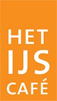 an orange poster with the words het us cafe on it