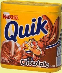 nestle quik chocolate pudding in a tin