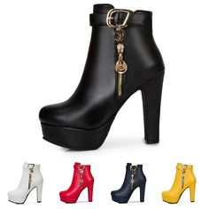 Women's Boots Heel Boots Office Daily Solid Colored Booties Ankle Boots Buckle High Heel Round Toe Business Classic PU Zipper Black White Yellow 2024 - $51.99 Winter High Ankle Heels With Zipper Closure, High Heel Zipper Mid-calf Boots For Winter, High Heel Mid-calf Boots With Zipper For Winter, Winter High Heel Mid-calf Boots With Zipper, High Heel Boots With Zipper For Winter, Winter High Heel Boots With Zipper Closure, Ankle-high Party Boots With Zipper Closure, Winter High Heel Boots With Zipper, Winter High Heeled Boots With Zipper Closure