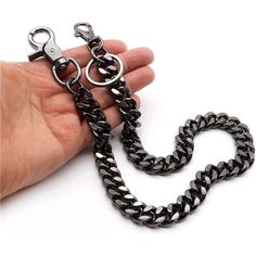 * Color Is Gunmetal Black * Width(Thickness Of Chain) : Approx. 9/16 Inch(14.0mm), Thick & Heavy Duty Chain * Overall Length Including Clasp(End To End) : Approx. 17 Inches(450mm) / Approx. 24 Inches(610mm) * Overall Weight : The 17 Inches Is Approx. 6.5 Oz(185 Grams) / The 24 Inches Is Approx. 8.0 Oz(226 Grams) * Made Of High-Gloss Polishing & Quality Plating Finished Steel Chain With Zinc Tin Alloy Snap Hook Lobster Clasps * The Newtro Wallet Chain Is A Great Addition To Trendy Fashion. A Wall Edgy Black Metal Chain Belt, Black Punk Chain Belt With Belt Loops, Punk Black Chain Belt With Belt Loops, Girl Biker, Pants Chain, Wallet Chains, Pant Chains, Belt Chain, Motorcycle Pants