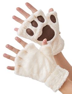 PRICES MAY VARY. Experience the comfort and warmth of these OTPEH Cat Paws Gloves, made with soft and furry material that feels incredibly cozy on your hands. Unique Design: These fingerless gloves feature cute bear paw prints, adding a playful and adorable touch to your outfit. Versatile Usage: Whether you're cosplaying, attending a costume party, or simply want to add an extra flair to your everyday look, these gloves are perfect for all occasions. Easy to Wear: The fingerless design allows fo Bear Paw Gloves, Cat Paws Gloves, Paw Fingerless Gloves, Paws Gloves, Dr Accessories, Bear Paw Print, Paw Gloves, Gloves Fingerless, Content Design