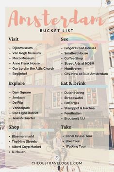 the amsterdam bucket list is shown in pink