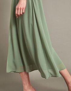 Monica Lace Midi Dress Green | Evening Dresses | Monsoon US. Formal Flared Dress With Ruffles, Elegant Flowy Midi Dress, Spring Delicate Dress With Lace Bodice, Delicate Spring Dress With Lace Bodice, Delicate Lace Bodice Dress For Spring, Elegant Lace Dress With Cape Sleeves, Elegant Lace Bridesmaid Midi Dress, Spring Chiffon Dress With Flared Skirt, Flowy Dresses For Mother Of The Bride