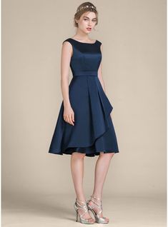 JJ's House Cascading Ruffles Satin Scoop Fall Spring Summer Winter A-line Plus General Back Zip Skater Dresses Simple Elegant Dark Navy Height:5.8ft（176cm） Bust:32in（82cm）Waist:24in（61cm）Hips:35in（89cm） No Knee-Length Blue Model Name:Maria  Height:5.7ft（175cm）  Bust. #JJ's House #CascadingRuffles #Satin #Scoop #Fall #Spring #Summer #Winter #Aline #Plus #General #BackZip #SkaterDresses #Simple #Elegant #DarkNavy #No #KneeLength #Blue Cascading Dress, Homecoming Dresses Knee Length, Princess Bridesmaid Dress, Satin Bridesmaid Dress, Satin Homecoming Dress, Sleeveless Bridesmaid Dresses, Mermaid Bridesmaid Dresses, Cascading Ruffles, Bridesmaid Dresses Online