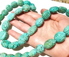 Carved Necklace, Necklaces Vintage, Large Beads, Chinese Jewelry, Rock Chic, Antique Necklace, Old Antiques, Antique Jewellery, Turquoise Beads