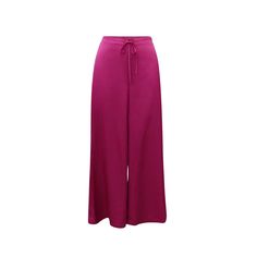 The Barbie Silk Pants are fuchsia wide-leg silk pants with an airy flare, providing both comfort and style. These pants are perfect for a day out or lounging at cafes. For a more upscale office look, pair them with a crisp shirt to effortlessly blend elegance and sophistication. 96% Polyester 4% Spandex  Crystal Embellishment   Dry Clean Only Loosely Fitted Viscose Wide Leg Pants, Pink Satin Evening Bottoms, Evening Viscose Trousers, Viscose Evening Trousers, Elegant Pink Satin Bottoms, Elegant Pink Silk Bottoms, Chic Pink Silk Bottoms, Summer Satin Straight Leg Bottoms, Pink Silk Evening Pants