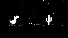 an old computer game with a dinosaur and cactus in the dark night, as well as stars