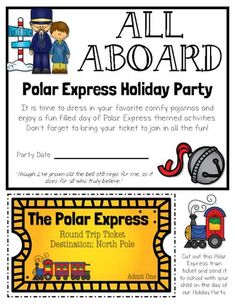 the polar express holiday party is shown with information about its theme and activities for children