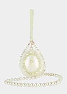 Simone Rocha Pearl Egg Acrylic Wristlet Bag - Bergdorf Goodman Crossbody Evening Bag With Pearl Handle, Formal Crossbody Evening Bag With Pearl Handle, Evening Crossbody Bag With Pearl Handle, Luxury Pearl White Bags, Simone Rocha Bag, Luxury Pearl Embellished Clutch Bag, White Pearl-embellished Bags, Simone Rocha Pearl Bag, Evening Bags