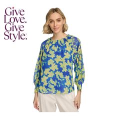 in stock Trendy Calvin Klein Tops For Spring, Spring Calvin Klein Tops, Chic Calvin Klein Spring Tops, Chic Calvin Klein Tops For Spring, Trendy Calvin Klein Summer Tops, Spring Blue Blouse With Blouson Sleeves, Spring Blue Tops With Blouson Sleeves, Trendy Blue Spring Blouse, Trendy Blue Blouse For Spring