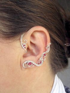 Pink beaded ear cuffs Vine Blue ear cuffs Elf earrings | Etsy Elegant Adjustable Wire Wrapped Ear Climbers, Unique Gift Ear Climbers For Pierced Ears, Unique Gift Ear Climbers, Elegant Handmade Sterling Silver Body Jewelry, Elegant Wire Wrapped Metal Cartilage Earrings, Elegant Red Ear Cuff As Gift, Elegant Red Ear Cuff For Gift, Elegant Red Ear Cuff Gift, Handmade Wire Wrapped Ear Cuff For Party