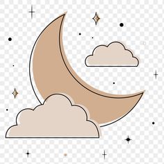 the moon is in the sky with stars and clouds on it, transparent background png