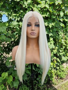 Discover the ultimate in versatility with our Lace Front Wig, perfect for drag queens, cosplay, and everyday elegance. Our wigs for women, including black and white women, offer luxurious styles from sleek blonde wigs to vibrant cosplay wigs. Each lacefront wig ensures a natural look, making it a must-have lady wig. Elevate your style with our premium lace front wigs today! ❤ + free shipping and free hairnet with every wig ❤ platinum blonde wig made from 100% premium synthetic hair ❤ Length: 30 White Blonde Wig, Black Women Wigs, Realistic White Wig, Platinum Blonde Wig, Wigs For White Women, Blonde Wig Mannequin, Cosplay Wigs White, Lacefront Wig, Women Wigs