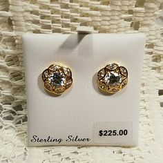 Gold Plated Over Sterling Silver Swarovski Zirconia Bezel Set Stud Earrings Adjustable Bezel-set Cubic Zirconia Jewelry, Bezel-set Cubic Zirconia Solitaire Eye With Eyelashes Stud Earrings Banter, 2 Earrings, Earrings Color, Bezel Setting, Phone Ring, Cufflinks, Silver Gold, Gold Plate