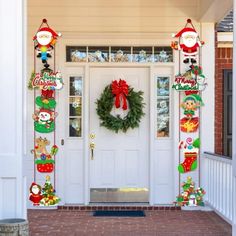 the front door is decorated with christmas decorations