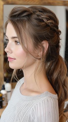 9000+ hair styles, long hair styles, hair color, Trendy and Unique Hairstyle --- Wedding Hair, Girl Hair Woman Quick Work Hairstyles, Half French Braids, Half Bun Hairstyles, Medium Hair Braids, Side Braid Hairstyles, Hair To One Side, Cute Simple Hairstyles, Hair Knot, Hairstyles For Layered Hair