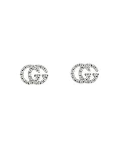 Gucci 18K White Gold Gg Running Diamond Stud Earrings Gucci White Gold Jewelry With Diamond Accents, Classic Gucci Earrings For Anniversary, Gucci White Gold Round Earrings, Gucci Sterling Silver Earrings For Formal Occasions, Gucci Jewelry With Diamond Accents For Gift, Gucci Diamond Jewelry With Diamond Accents, Gucci White Gold Sterling Silver Earrings, Gucci Fine Jewelry With Diamond Accents, Gucci Luxury Sterling Silver Earrings