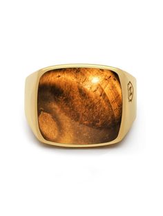 Stainless Steel Ring with Gold Plating Brown Tiger Eye Product Code: MRING_119 Designer's Notes The Nialaya Gentlemen’s Cocktail Ring is designed with a contemporary style. The focal point of the ring is the brilliant tiger eye which sits in the center of its gold-plated band. Please note that all our pieces are crafted by hand and one-of-a-kind, and may therefore vary slightly in size, shape, and color. Mens Gold Signet Rings, Tigers Eye Gem, Brown Tiger, Brown Tiger Eye, Mens Gold Rings, Gold Signet Ring, Onyx Bead, Mens Gold, Stainless Steel Rings