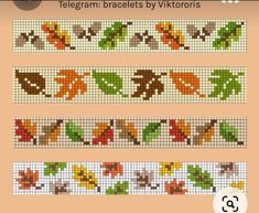 a cross stitch pattern with leaves on it and the words, telegraph bracelets by vikttorits