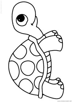 a cartoon turtle with big eyes and a smile on it's face coloring page