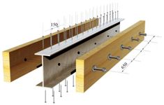 an image of a wooden beam with nails and screws