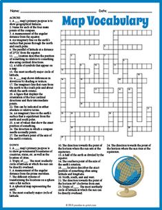 a crossword puzzle with the words'map vocabulary '