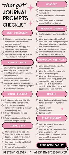 a pink and black checklist with the words, that girl journal proms checklist