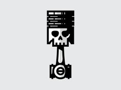 a black and white image of a skull holding a camera