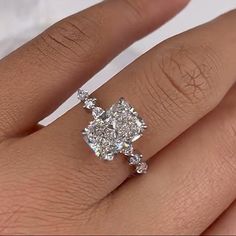 3.50 CT Radiant Pave Setting F/VS1 Lab Grown Diamond Engagement Ring - violetjewels Radiant Cut Engagement Ring, Pretty Engagement Rings, Dream Wedding Ring, Radiant Cut Engagement Rings, Vs1 Diamond, Cute Engagement Rings, Lab Grown Diamond Engagement Ring, Future Engagement Rings, Dream Engagement