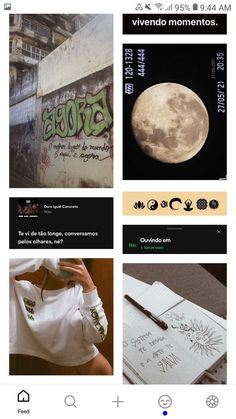 an instagram page with photos and text on it, including the moon in the background