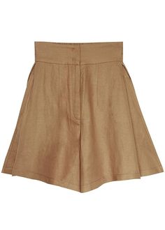 Classy Brown High Waist Pockets hot Wide Leg Linen Pants - SooLinen Chic Linen Bottoms With Short Inseam, Beige Wide Leg Bottoms With Built-in Shorts, High Waist Stretch Linen Bottoms, High Waisted Stretch Linen Bottoms, Chic Relaxed Fit Bottoms With Short Inseam, Chic Relaxed Fit Shorts With Short Inseam, Chic Brown Short Bottoms, Chic Short Length Brown Bottoms, Chic Brown Short Length Bottoms